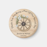 rustic wood floral wheel thank you western wedding