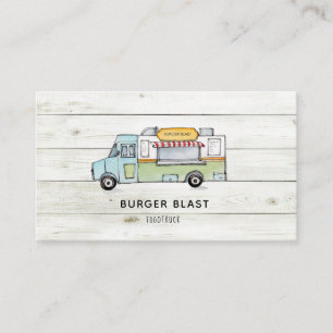 Rustic wood Food Truck logo Business Card
