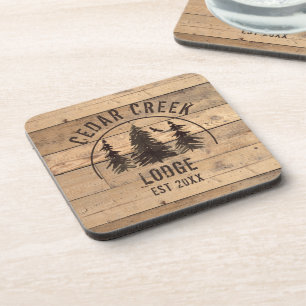 Rustic Wood Forest Trees Personalised Coaster
