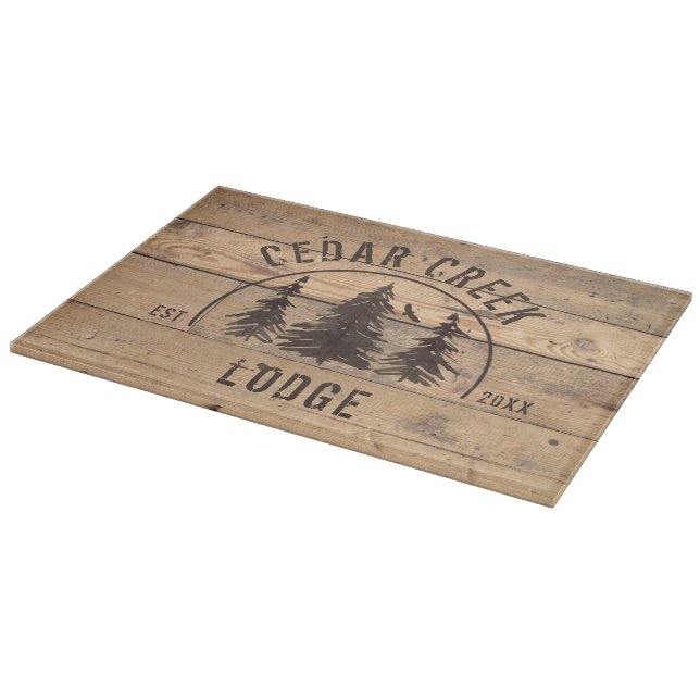 Rustic Wood Forest Trees Personalised Cutting Board (Corner)