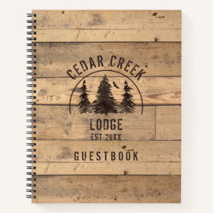 Rustic Wood Forest Trees Personalised Guestbook Notebook