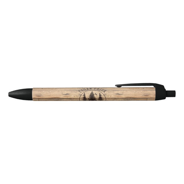 Rustic Wood Forest Trees Vacation Rental Black Ink Pen (Top)