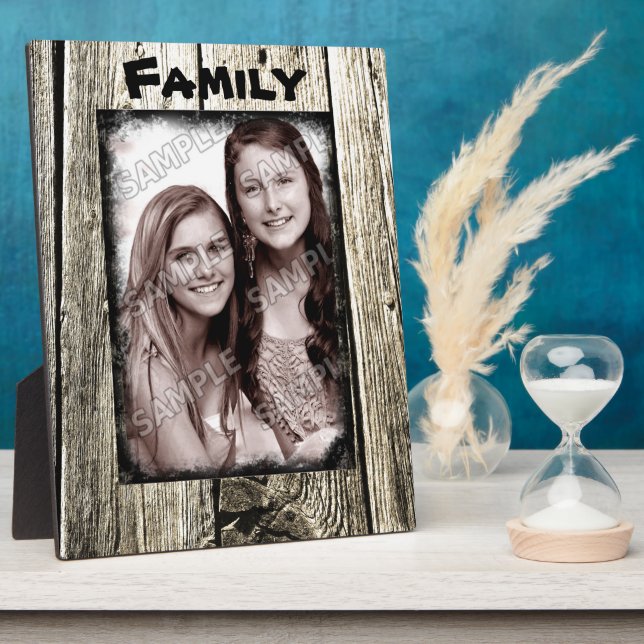 Rustic Wood Frame Your Family Photo and Text (Side)