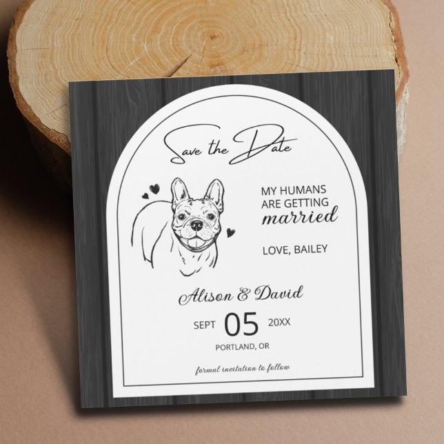 Rustic Wood French Bulldog Wedding Save the Date Magnetic Invitation (Creator Uploaded)