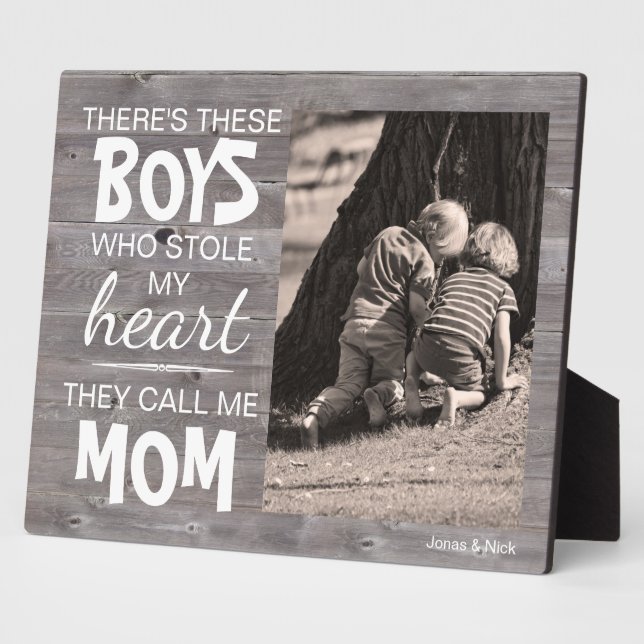 Rustic Wood From Mum's Favourite Boys Photo Plaque (Side)