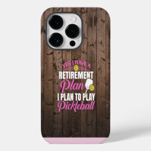Rustic Wood Funny Pink Pickleball iPhone 14 Pro Case