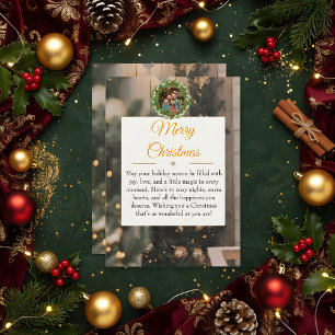 Rustic Wood & Gold Family Christmas Card 2026