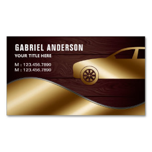 Rustic Wood Gold Luxury Car Hire Chauffeur Magnetic Business Card