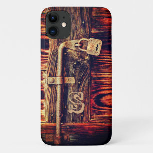 Rustic wood grain antique brass lock brown Case-Mate iPhone case