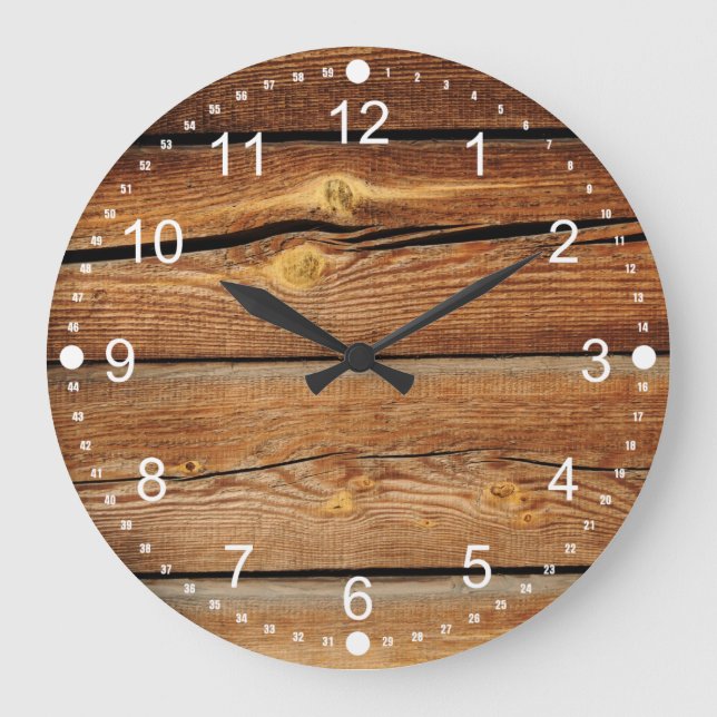 Rustic Wood Grain Boards Design Country Gifts Large Clock (Front)