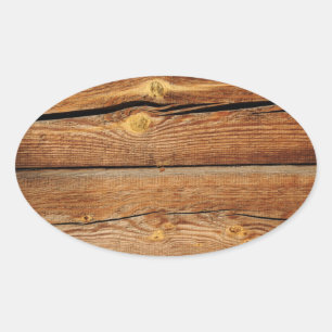 Rustic Wood Grain Boards Design Country Gifts Oval Sticker