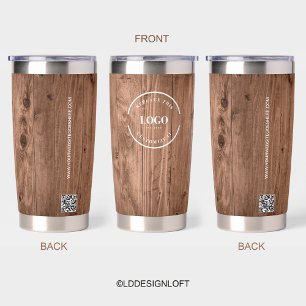 Rustic Wood Grain Branded with logo Website Insulated Tumbler
