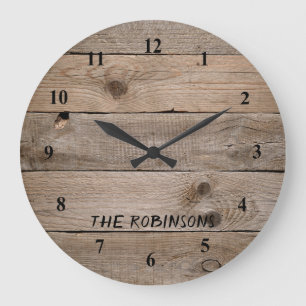 Rustic Wood Grain Custom Large Clock