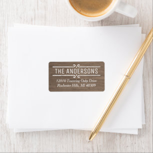 Rustic Wood Grain Decorative Scroll Address Label