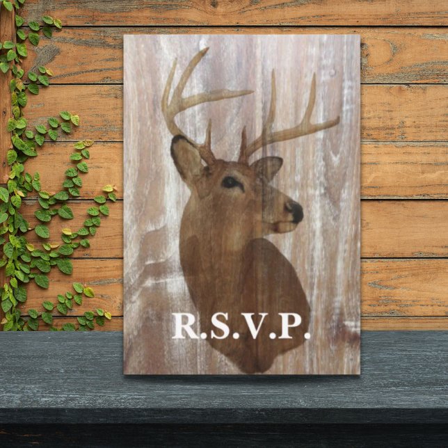 rustic wood grain deer hunt is over wedding RSVP (rustic wood grain deer hunt is over wedding RSVP)