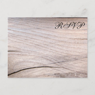 Rustic Wood Grain Design Wedding RSVP Postcard