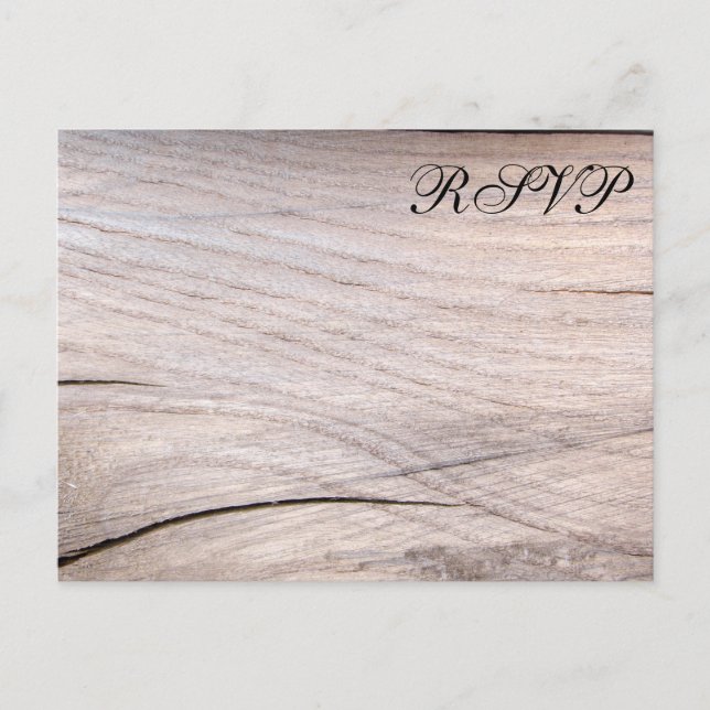 Rustic Wood Grain Design Wedding RSVP Postcard (Front)