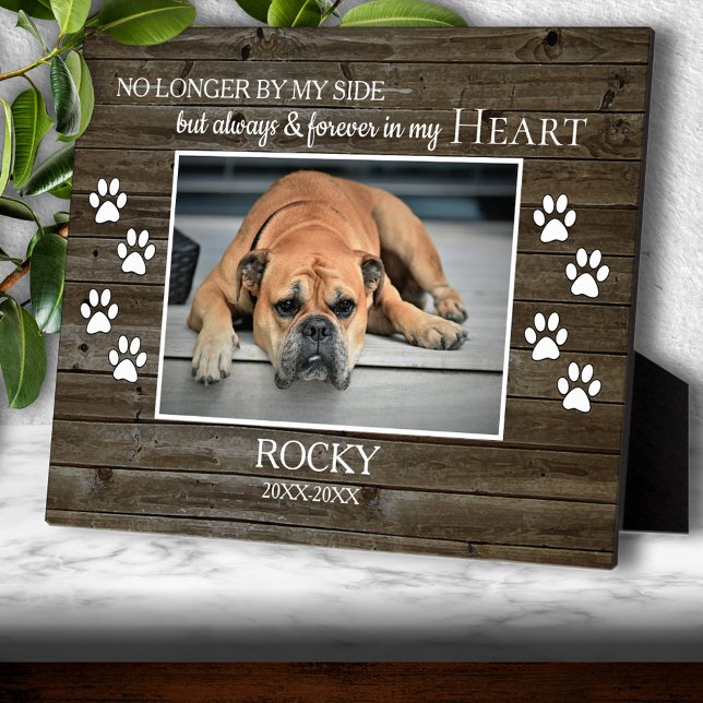 Rustic Wood Grain Family Pet Photo Memorial Plaque (Creator Uploaded)