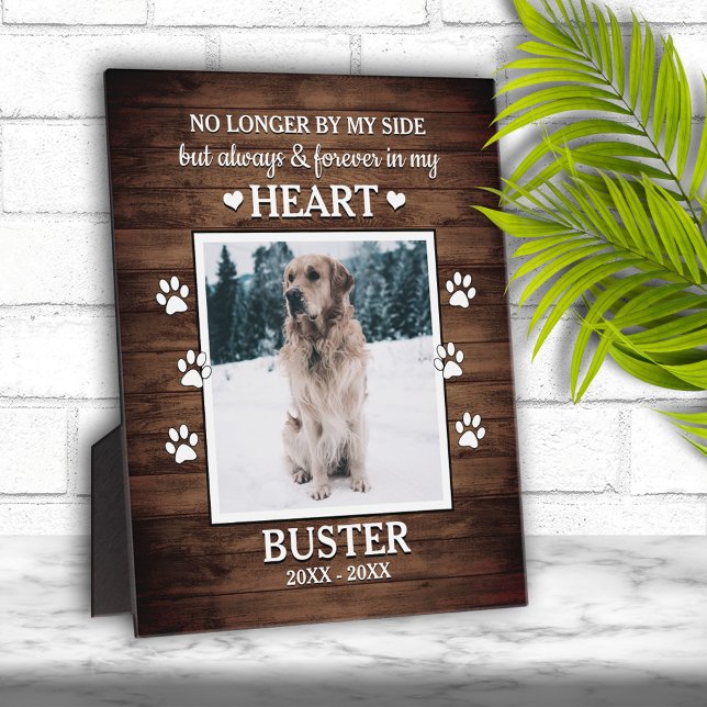 Rustic Wood Grain Family Pet Photo Memorial Plaque (Creator Uploaded)