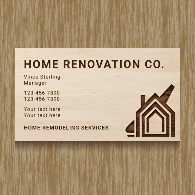 Rustic Wood Grain Home Renovation Master Carpenter Business Card (Creator Uploaded)