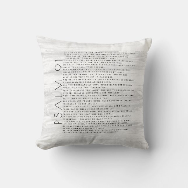 Rustic Wood Grain Psalm 91 Cushion (Front)