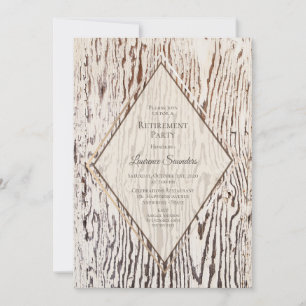 Rustic Wood Grain Retirement Invitation