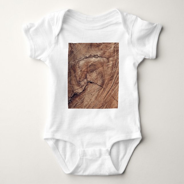Rustic Wood Grain Texture Design Baby Bodysuit (Front)