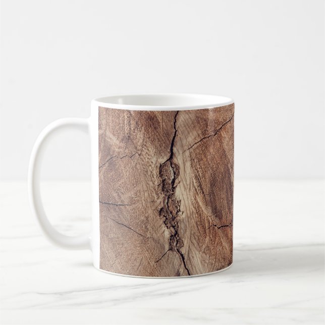 Rustic Wood Grain Texture Design Coffee Mug (Left)