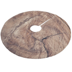 Rustic Wood Grain Texture Design Fleece Tree Skirt