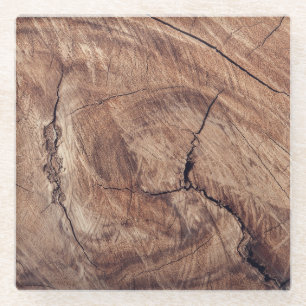 Rustic Wood Grain Texture Design Glass Coaster