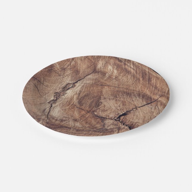 Rustic Wood Grain Texture Design Paper Plate (Angled)
