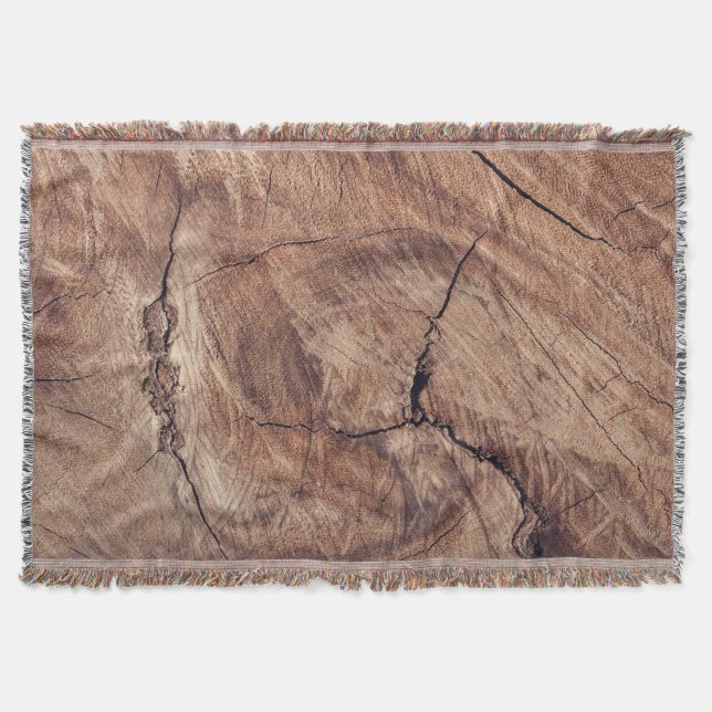 Rustic Wood Grain Texture Design Throw Blanket (Front)