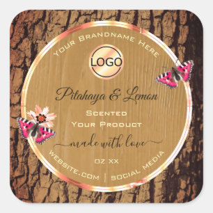 Rustic Wood Grain Tree Bark Product Labels Logo