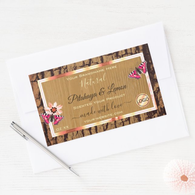 Rustic Wood Grain Tree Bark Product Labels Logo (Envelope)