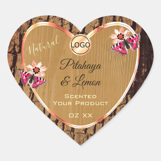 Rustic Wood Grain Tree Bark Product Labels Logo (Front)