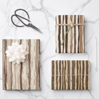 Rustic Wood Grain Tree Bark Wrapping Paper Sheet