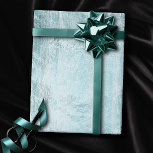 Rustic Wood Grain Turquoise Teal Blue on White Wrapping Paper
