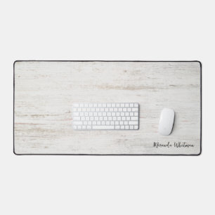 Rustic Wood Grain with Name Desk Mat