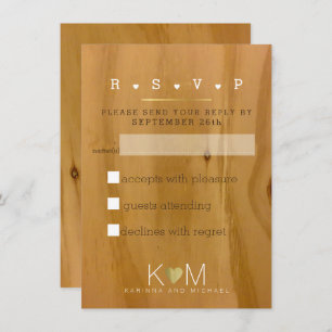 rustic wood grains wedding-party rsvp invitation