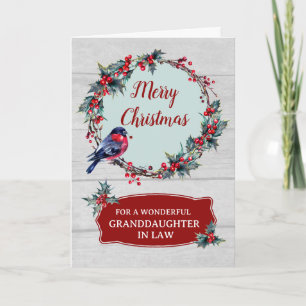 Rustic Wood Granddaughter in Law Merry Christmas Card