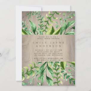 Rustic Wood Greenery Bridal Shower Modern Invitation