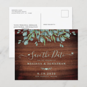 Rustic Wood Greenery Budget Wedding Save The Date