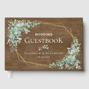 Rustic Wood Greenery Elegant Eucalyptus Wedding Guest Book