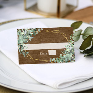 Rustic Wood Greenery Eucalyptus Geometric Wedding Place Card