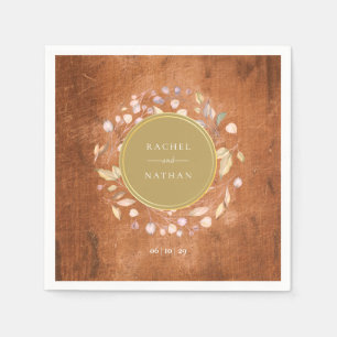 Rustic Wood Greenery Garland Wedding Napkin