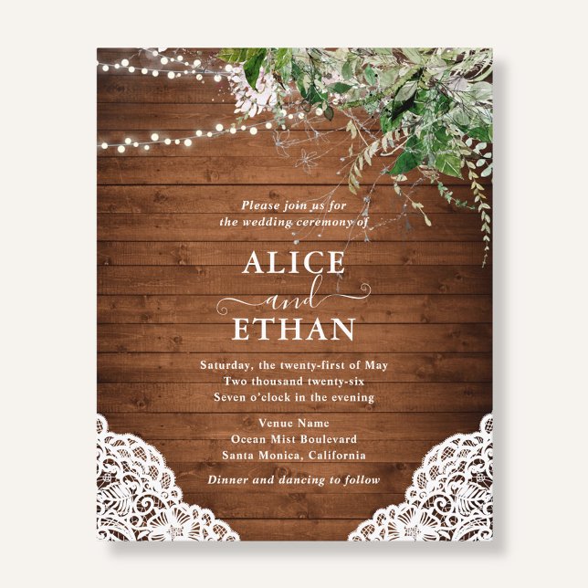 Rustic Wood Greenery QR Code Wedding Cheap Flyer (Creator Uploaded)