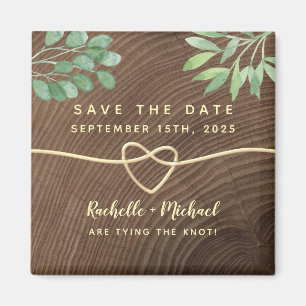 Rustic Wood Greenery Save the Date Magnet