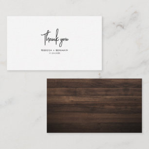 Rustic Wood Hand-Lettered Wedding Thank You Card