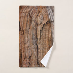 Rustic wood hand towel