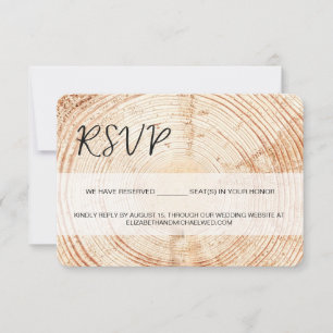 Rustic Wood Handlettering RSVP reserved Seating Card